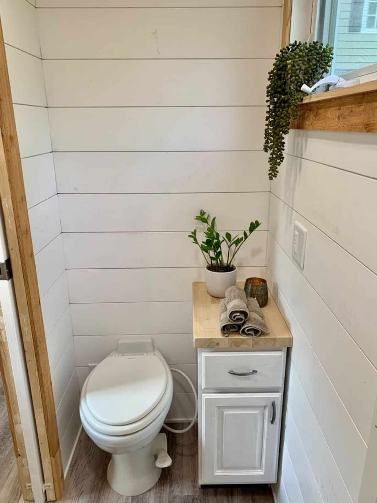 Composting toilet and storage in bathroom
