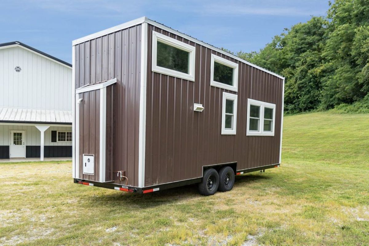 Backside view of brand new tiny house