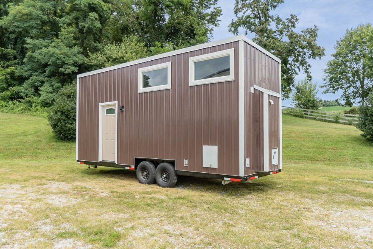 Front view of brand new tiny house