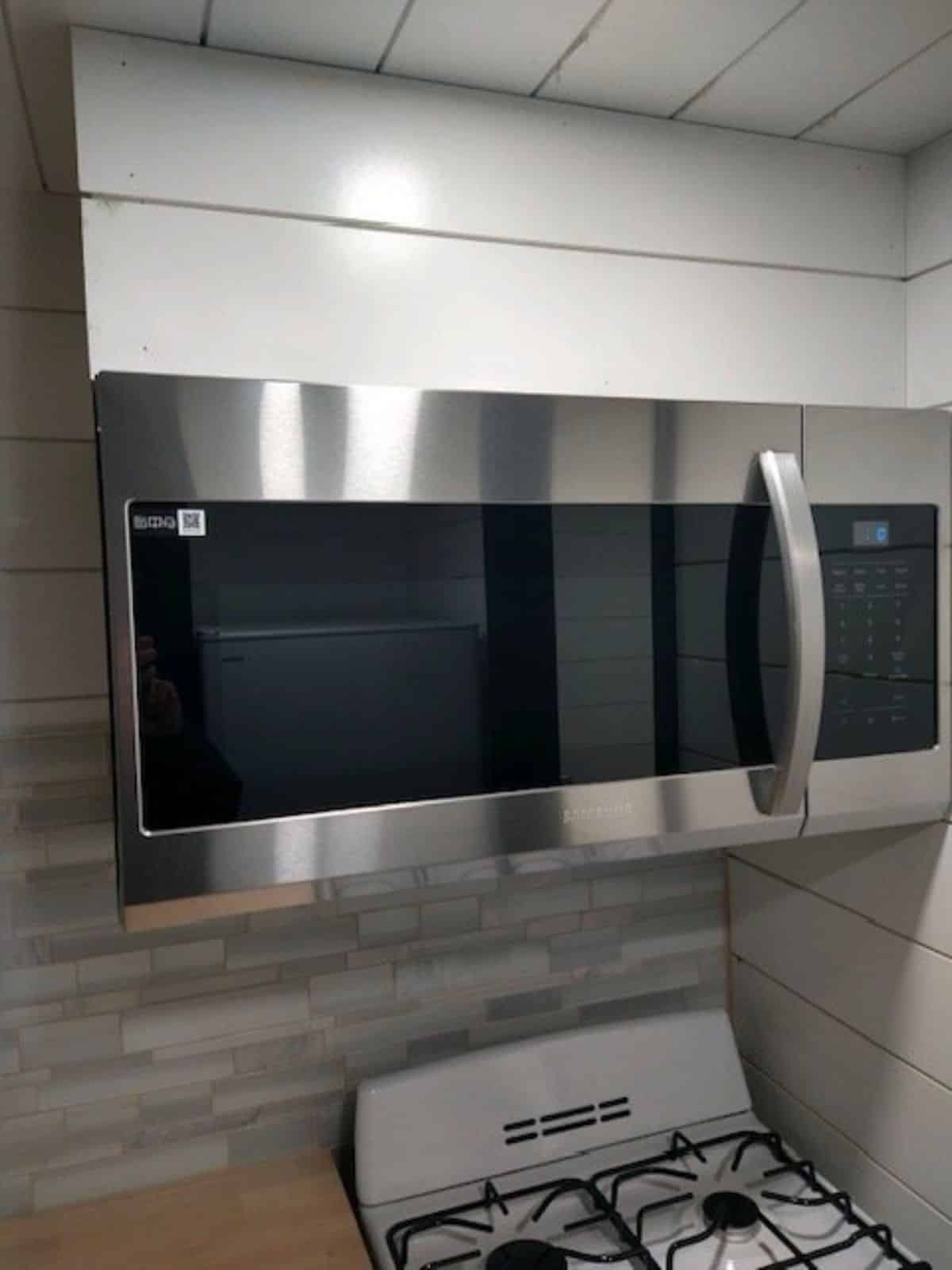 Microwave oven in kitchen