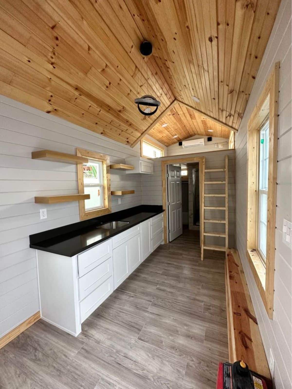 Kitchen area of 24’ tiny home