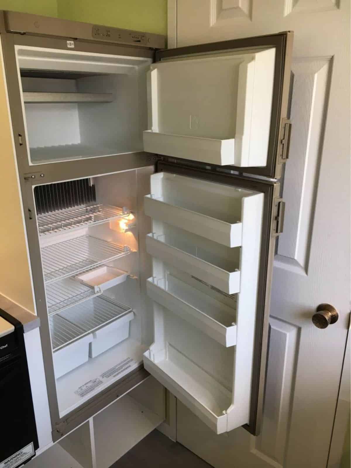 Double door refrigerator in kitchen