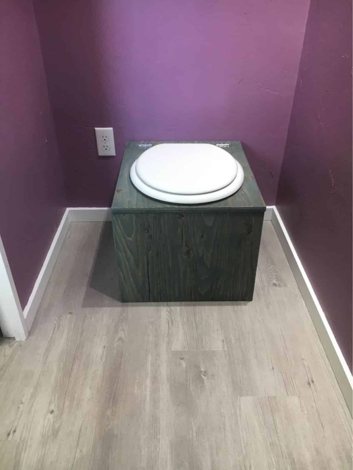 Composting toilet in bathroom of 25' Tiny House
