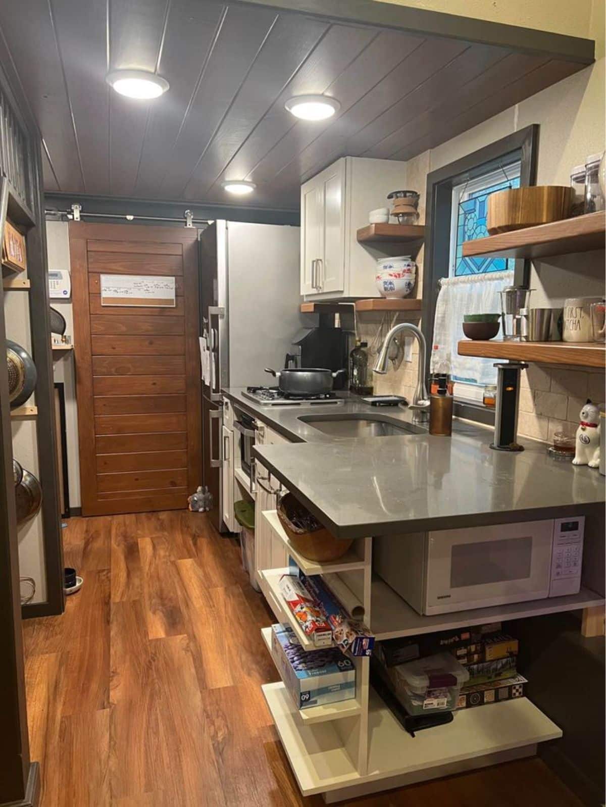Kitchen area of Tiny Home Has Two Bedrooms