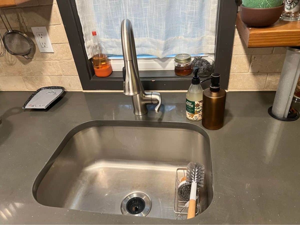 Stainless steel sink in kitchen