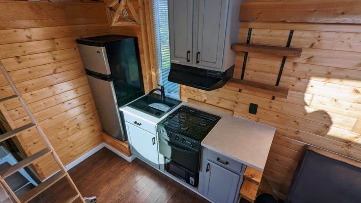 Stylish kitchen area of 28' Tiny House