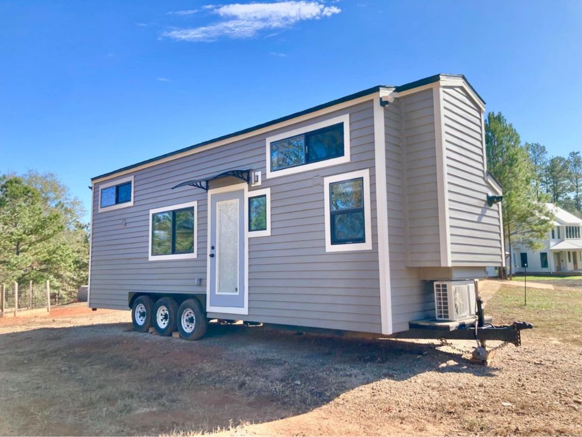 Main entrance view of 28' Two Bedroom Tiny Home