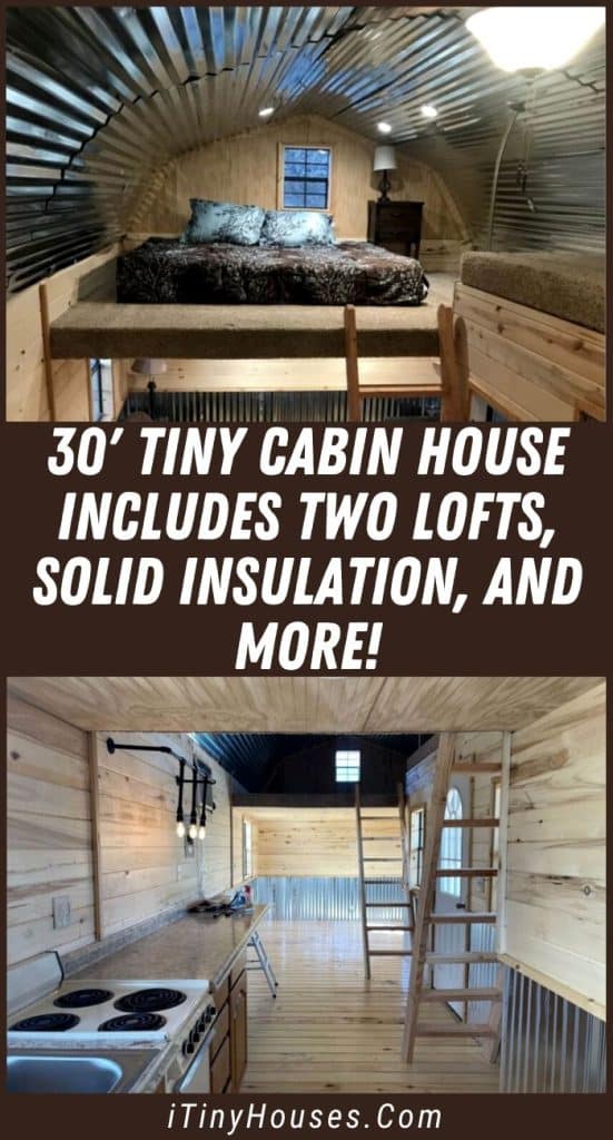 30' Tiny Cabin House Includes Two Lofts, Solid Insulation, and More! PIN (1)