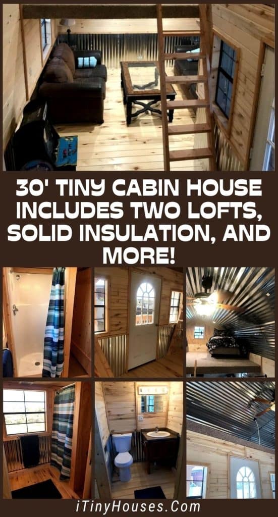 30' Tiny Cabin House Includes Two Lofts, Solid Insulation, and More! PIN (3)