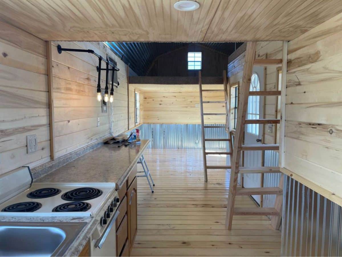 Kitchen area of 30' tiny cabin house
