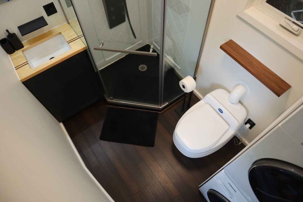 Bathroom of Noah certified tiny home is super stylish