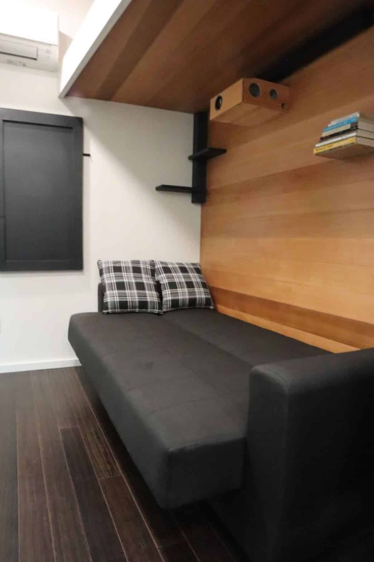 Comfortable and cozy couch in living area of Noah certified tiny home