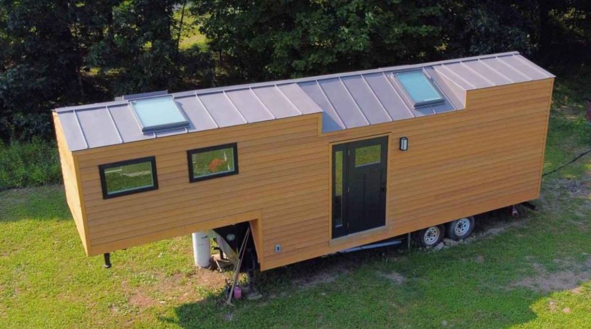 Brown exterior of Noah certified tiny home