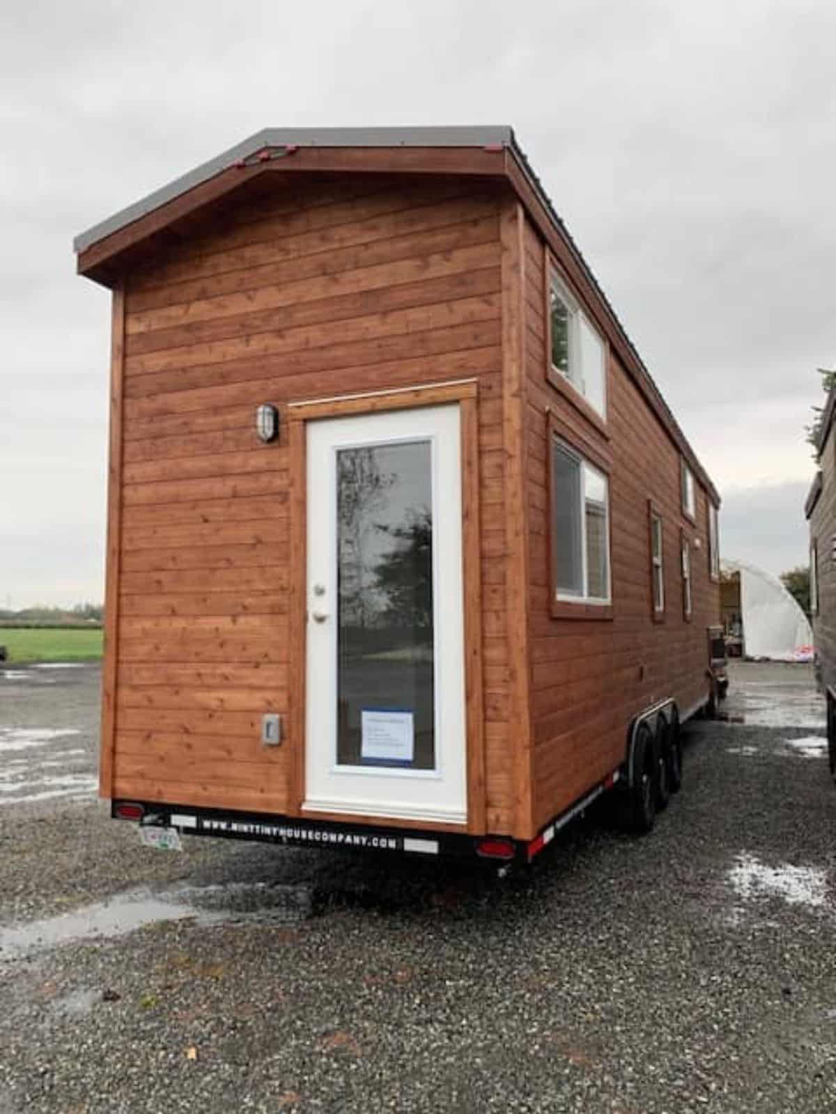 Stunning wooden exterior of professionally built tiny home