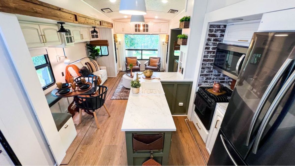 Kitchen area of 40 footed renovated tiny home
