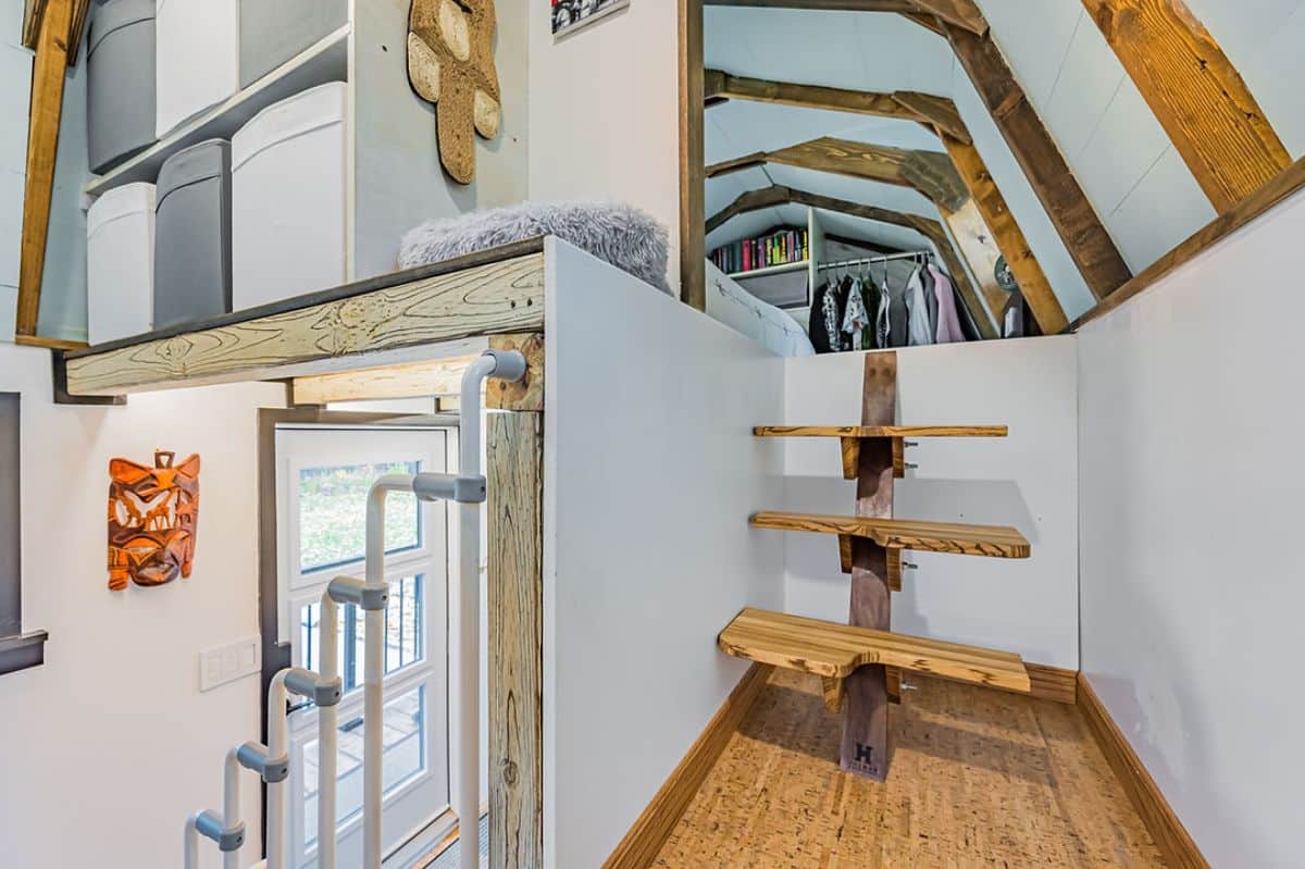stairs to loft with wood landing