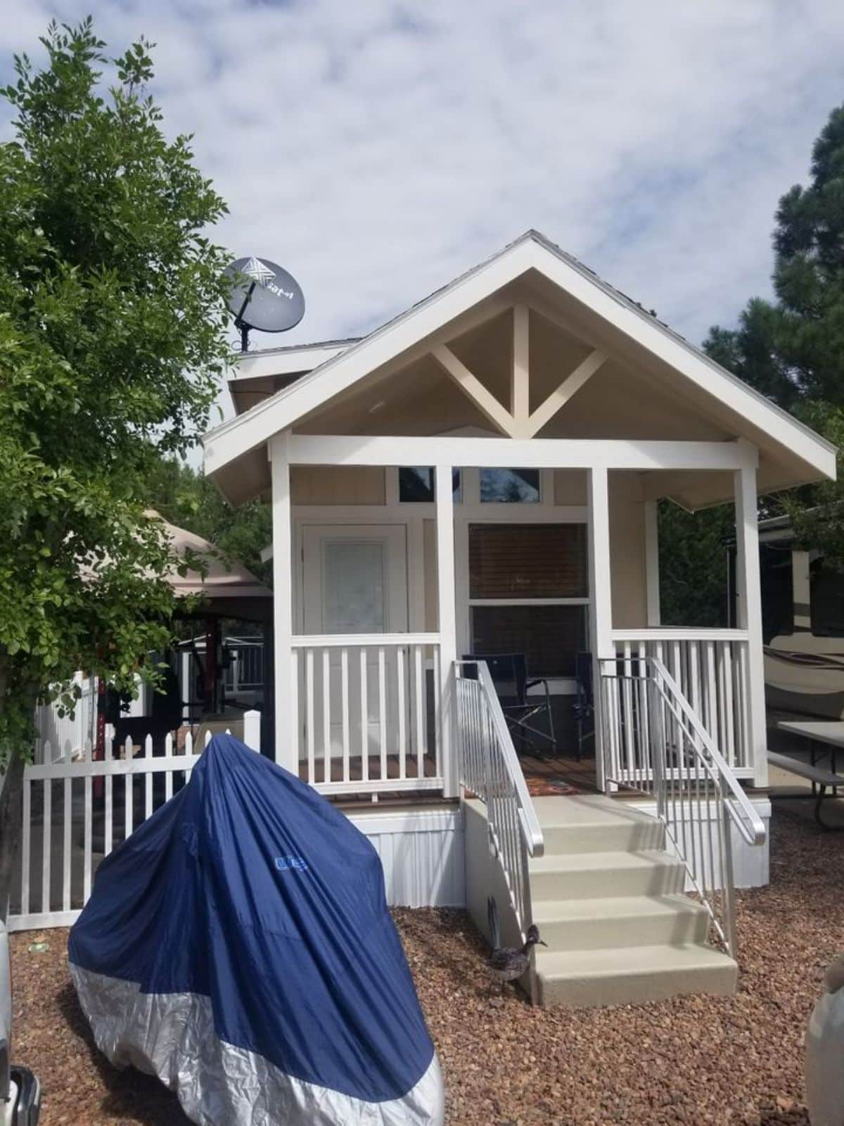 Main entrance view of Spacious Tiny House