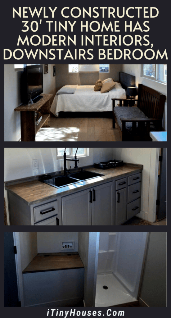 Newly Constructed 30' Tiny Home Has Modern Interiors, Downstairs Bedroom PIN (2)