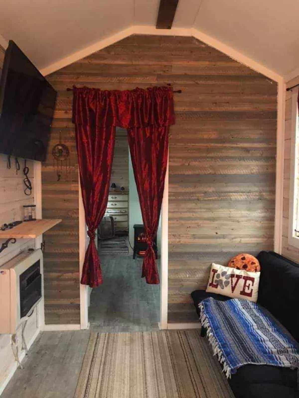 Wooden interiors of Rustic tiny home