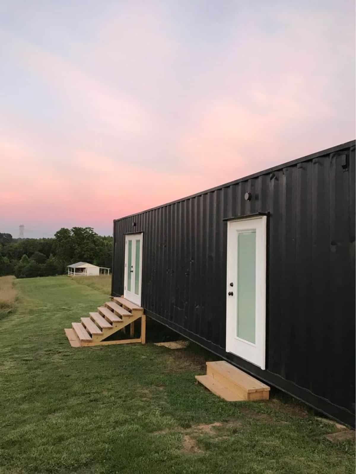 Front entrance view of spacious tiny house