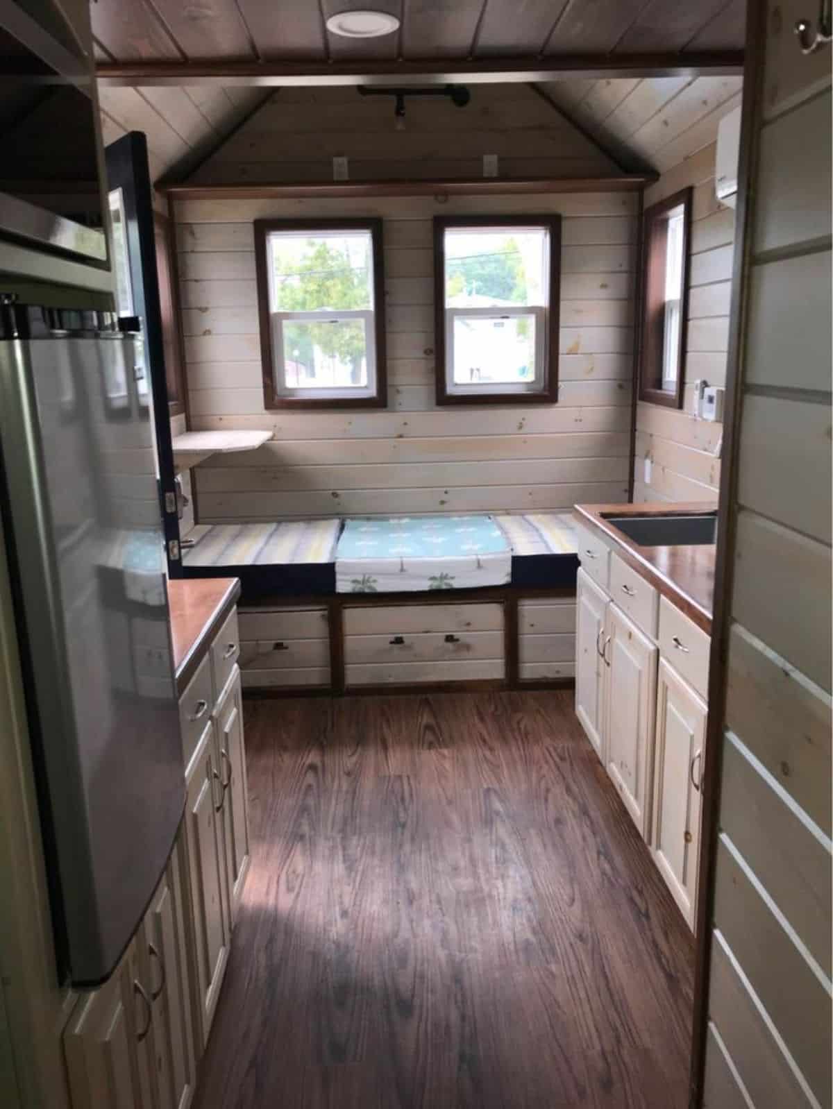 Wooden interiors of budget friendly tiny house