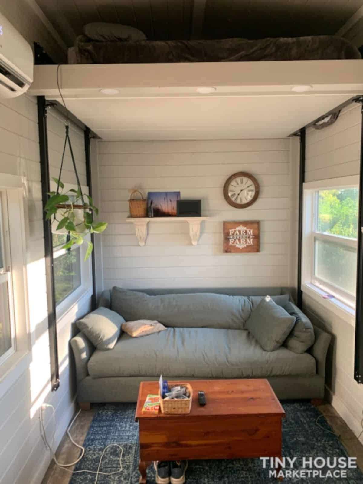 Living area of towable tiny home