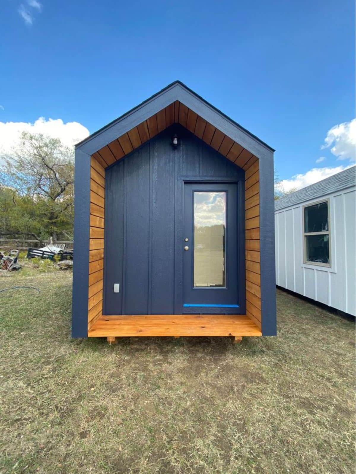 Main entrance view of Tiny Home on Skids