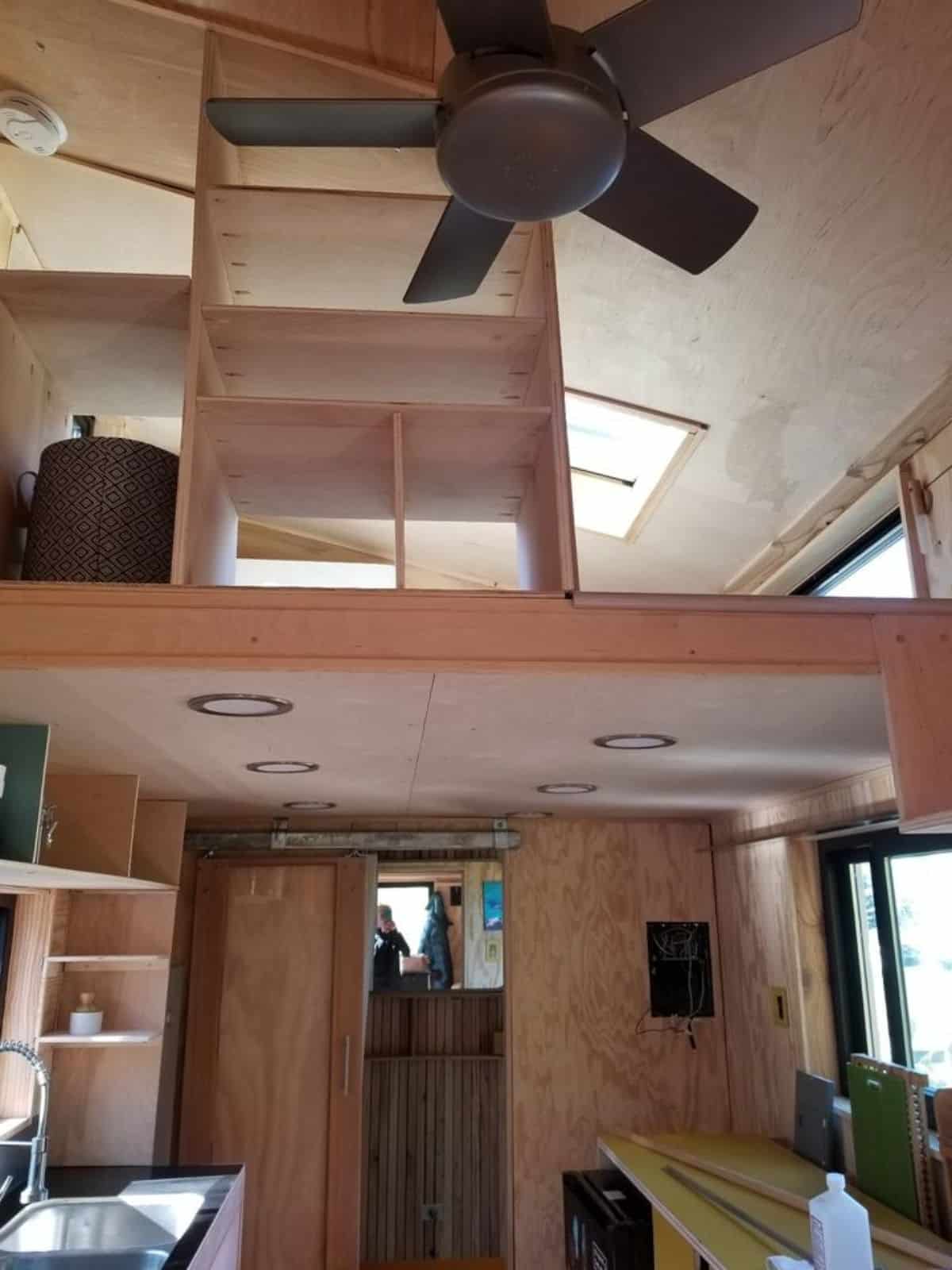 Wooden interiors with LED installed all over the Tiny Trailer Home