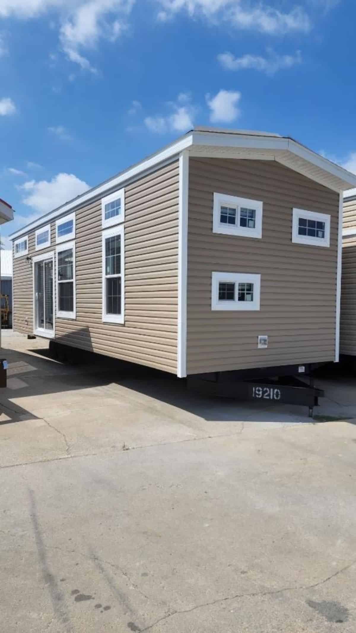 Stunning exterior and main entrance view of two bedroom tiny home
