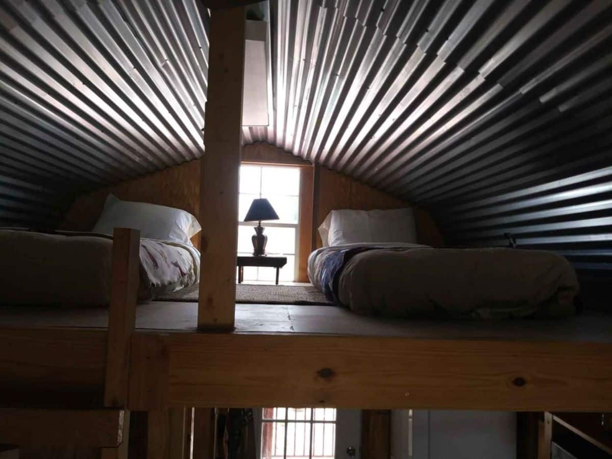 Loft bedroom has 2 shngle bed mattress
