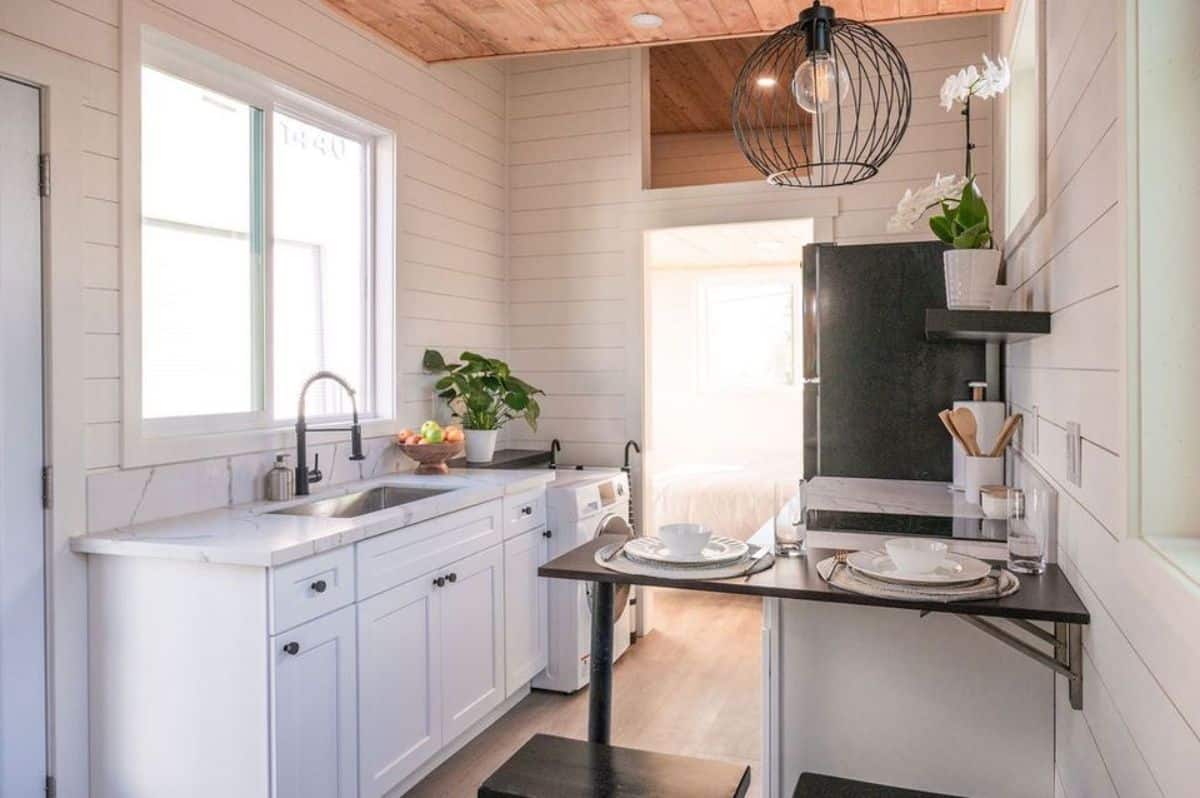 Kitchen area of tiny house in Canada