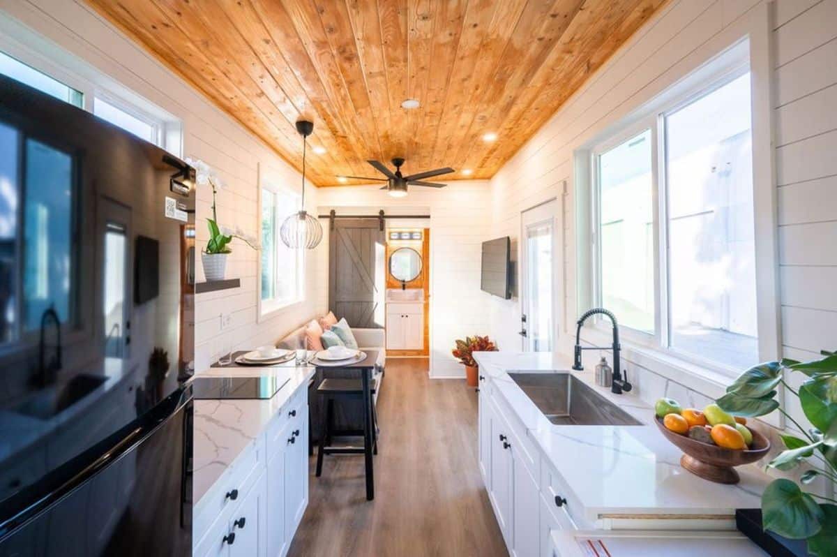 Long view interiors of tiny house in Canada