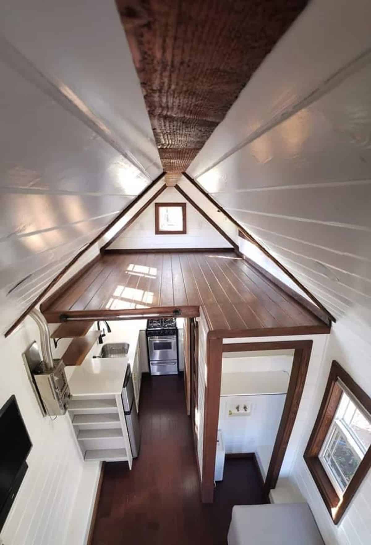 Loft of tiny house with two lofts is huge
