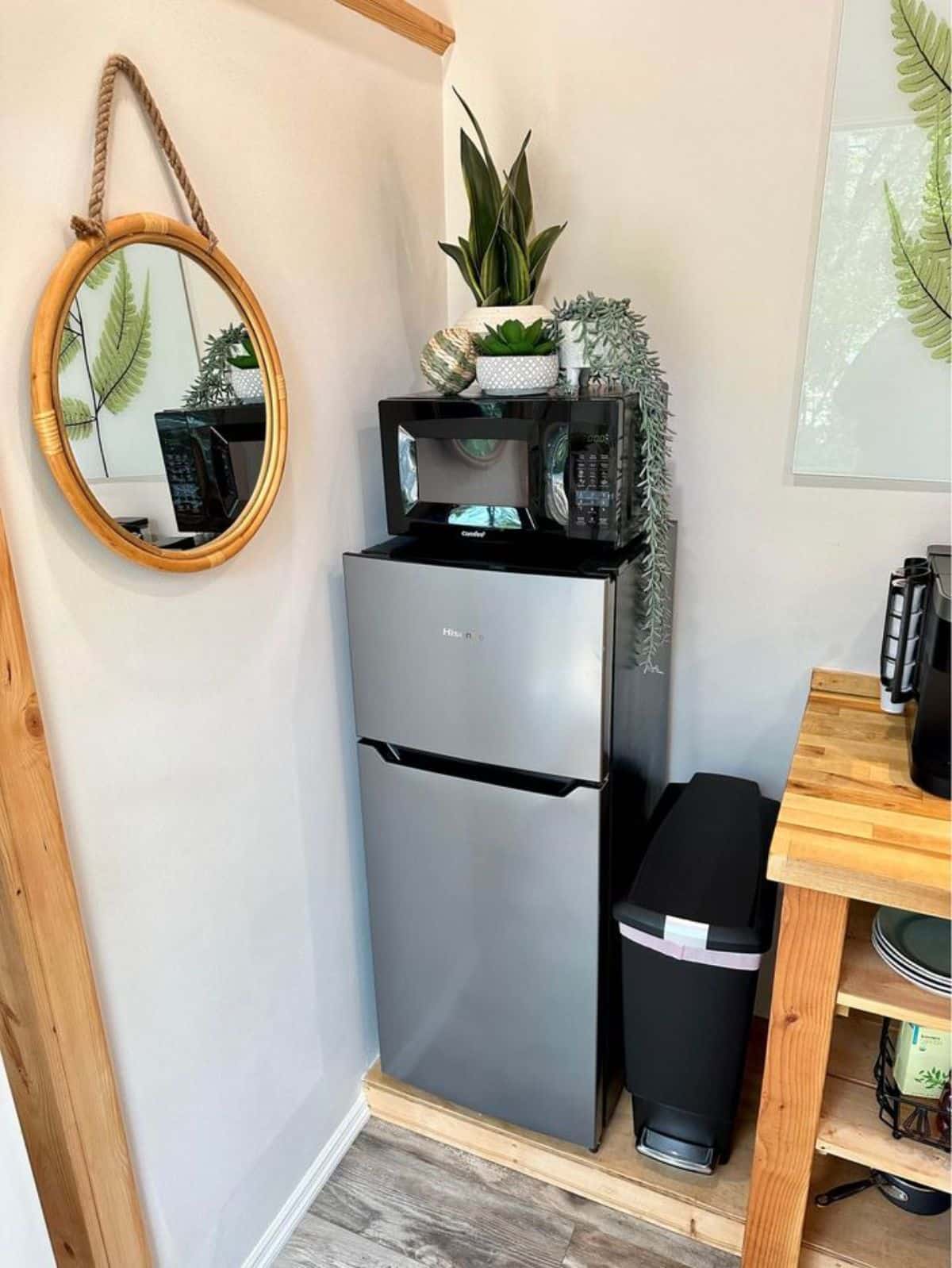 Double door refrigerator, microwave oven is all included in the deal of 20’ turnkey ready tiny house