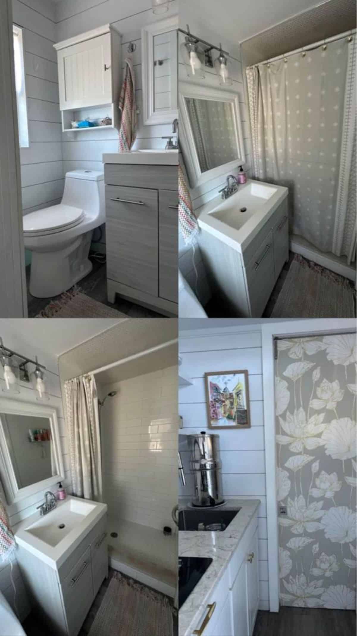Bathroom of tiny home with two lofts