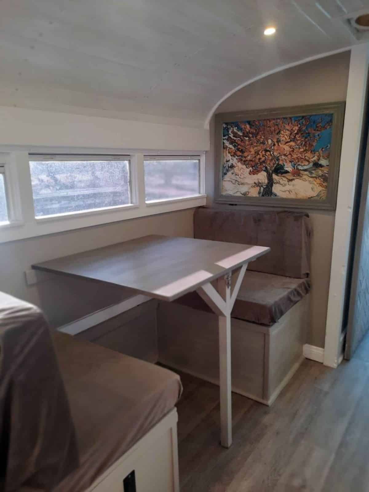 Dining area of converted tiny home