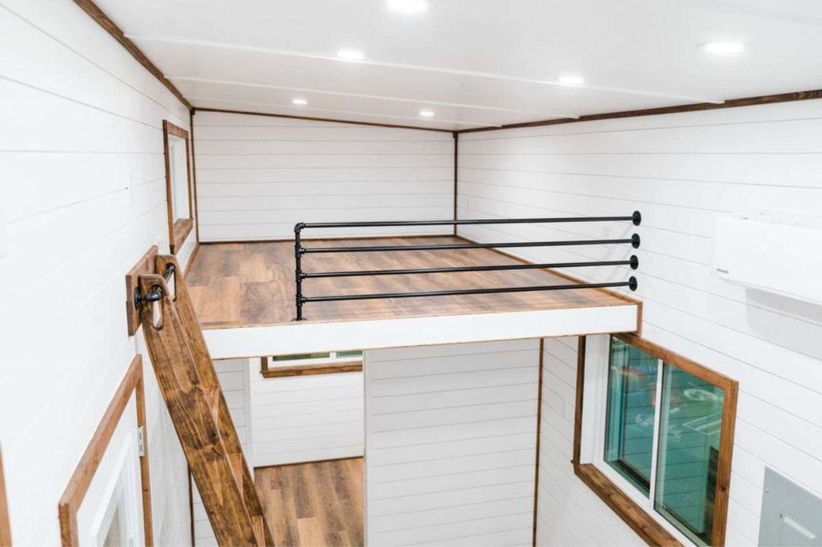 Small loft bedroom of 34’ custom built tiny home