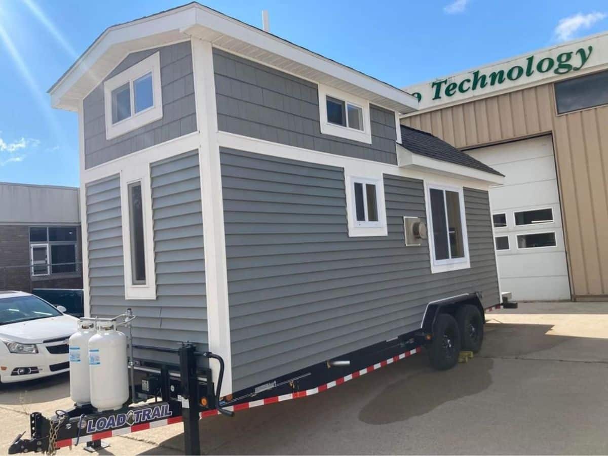 Grey exterior of durable house on wheels