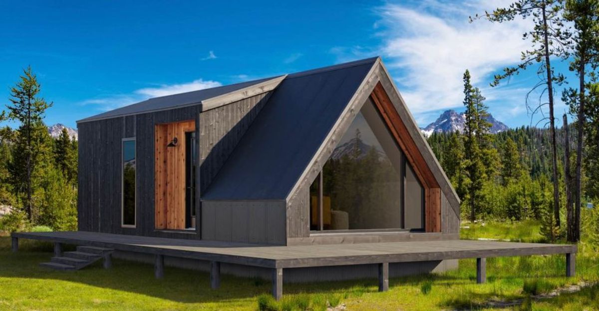 Stunning exterior of A-frame tiny home
