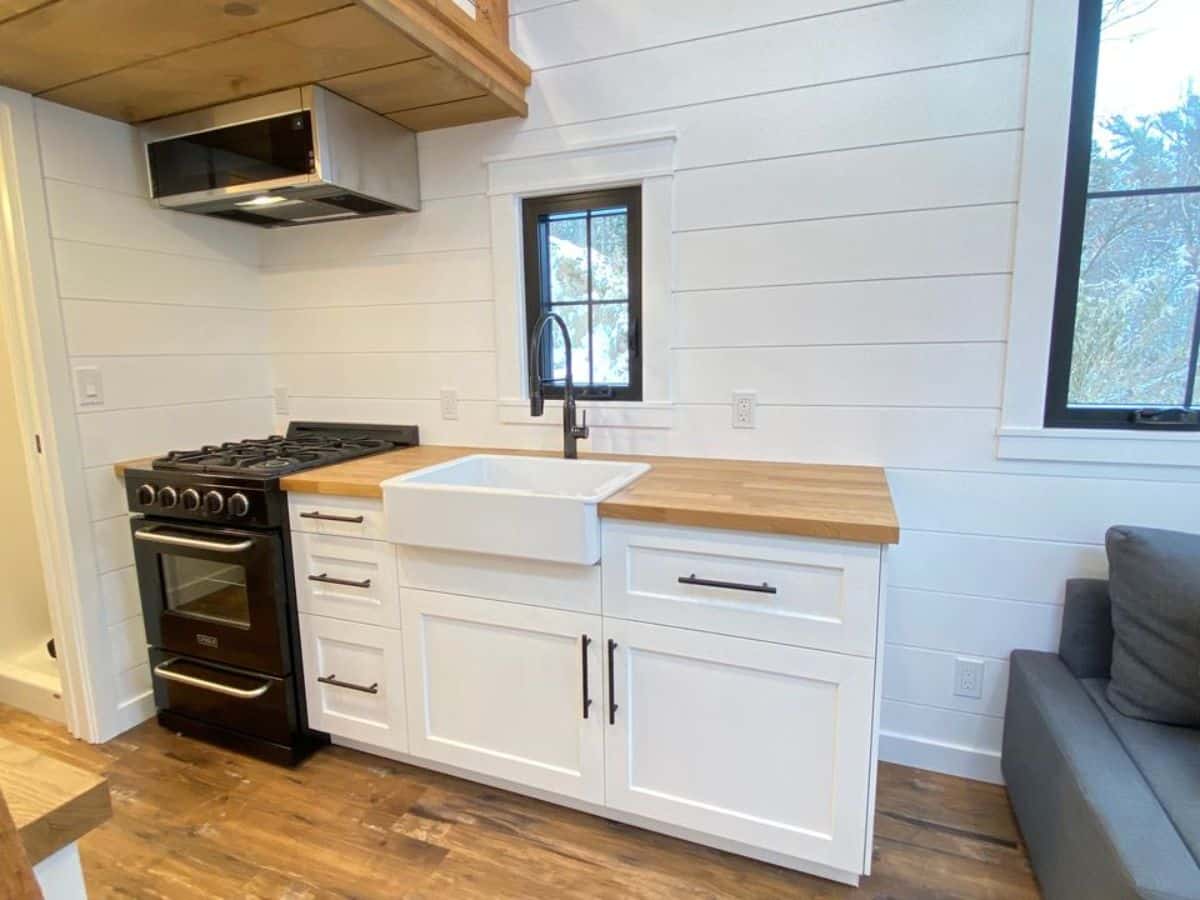 Kitchen area of new luxurious tiny home