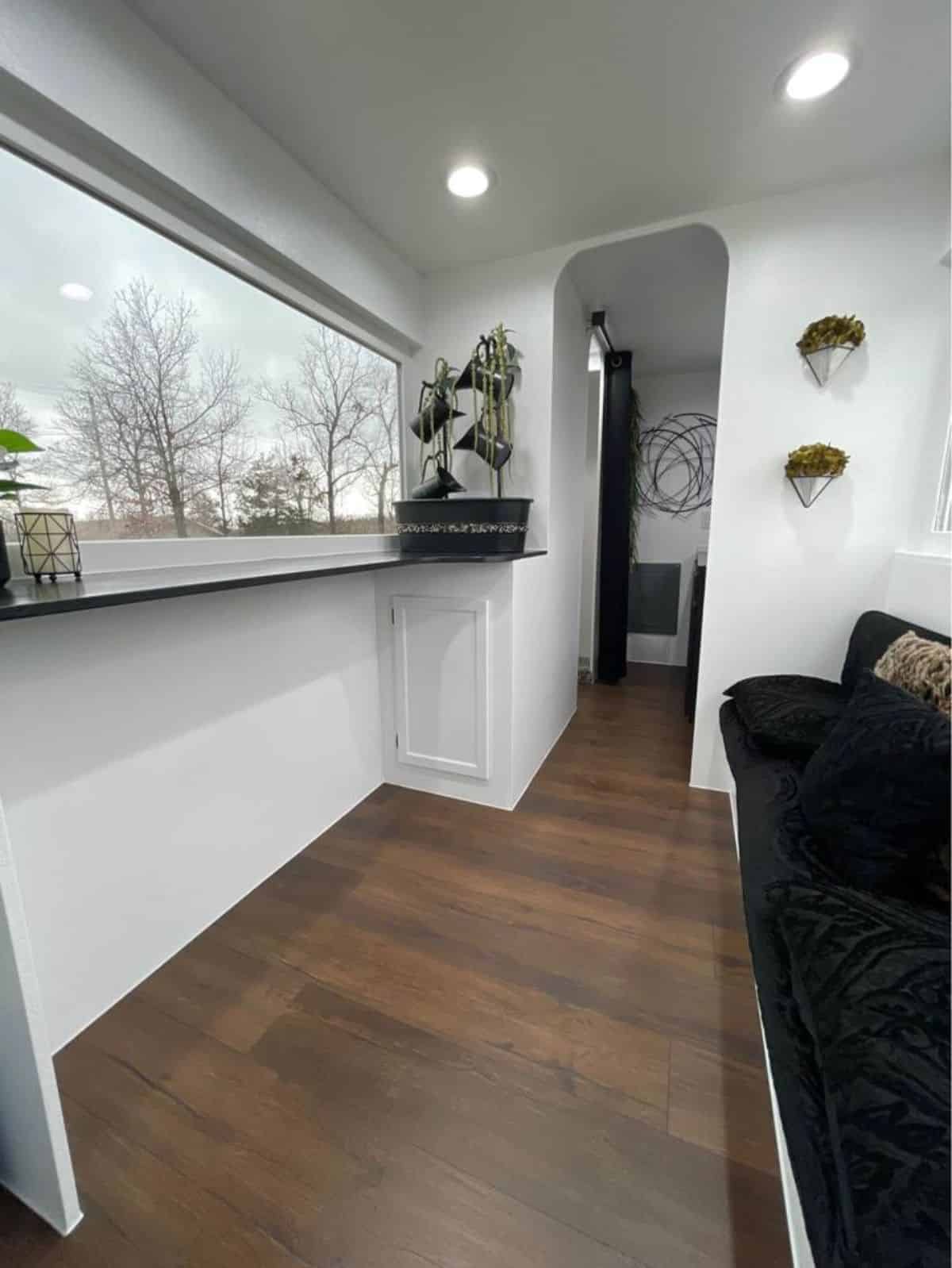 Wooden flooring of mobile tiny house
