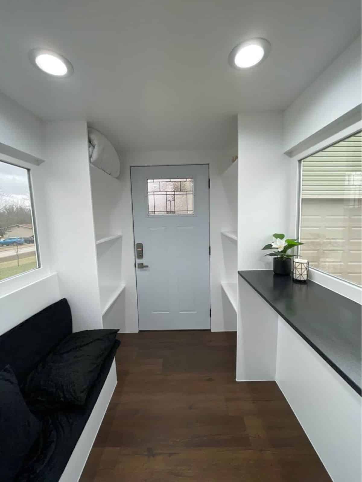 White interiors of mobile tiny house
