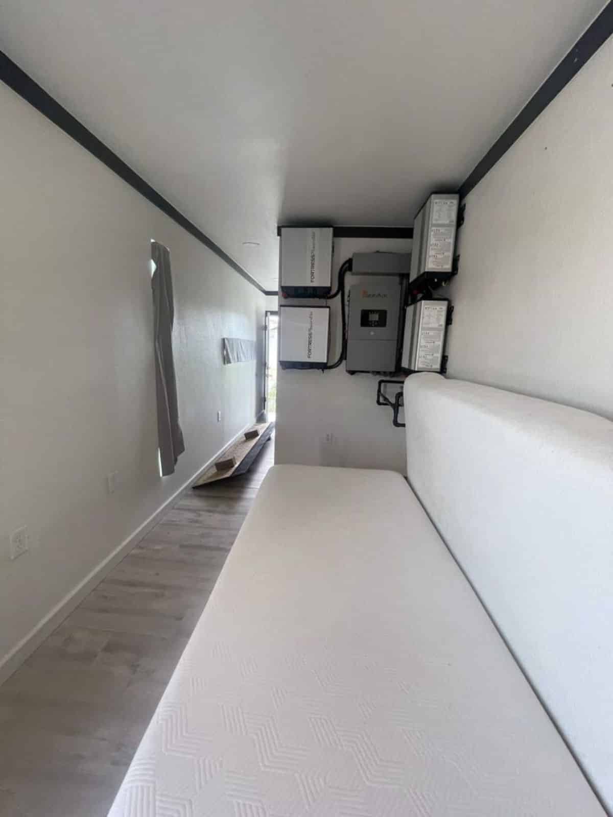 Long passage and living area of offgrid container home