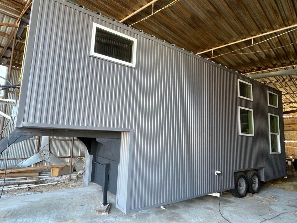 Backside of rustic 30’ tiny house