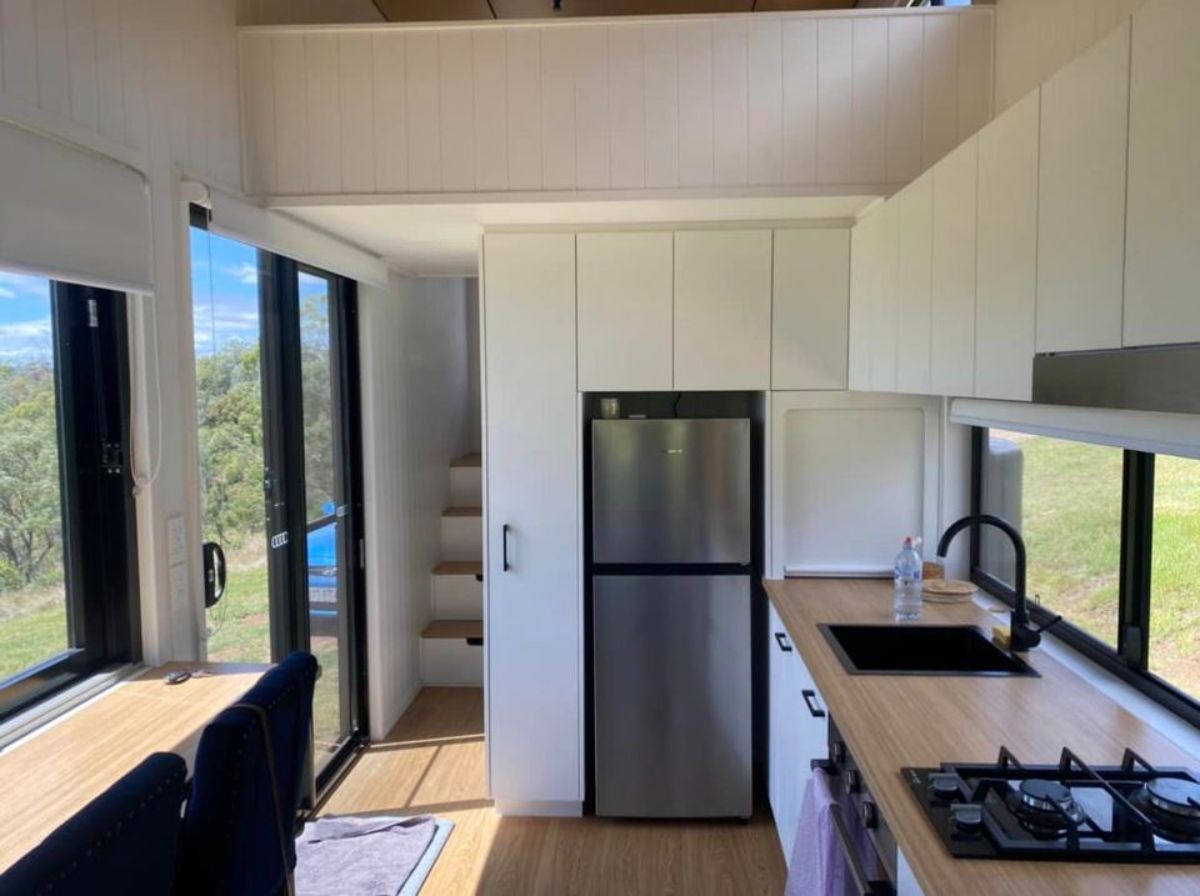 White interiors of sustainable tiny home