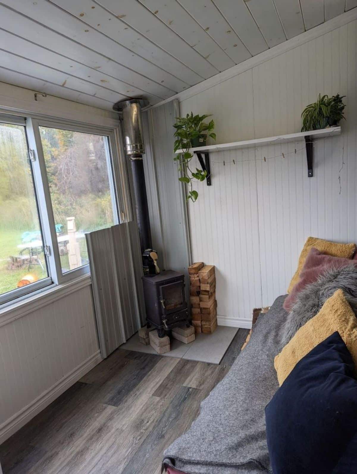 additional space makes the perfect space for lounge experience to chill at off grid tiny home