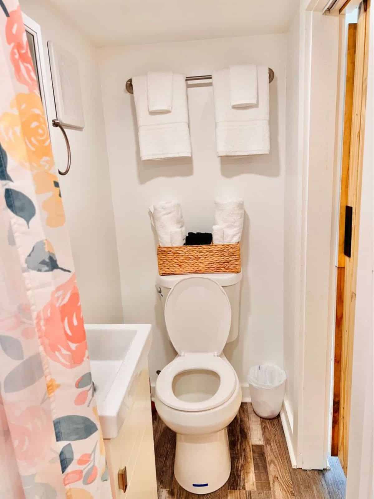 standard fittings in bathroom of remodeled home on wheels