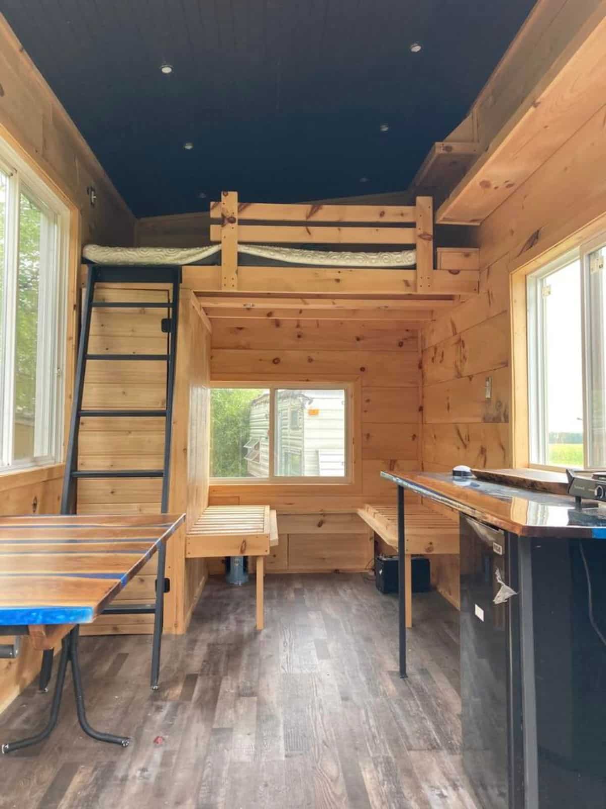 full view of tiny cabin house from inside