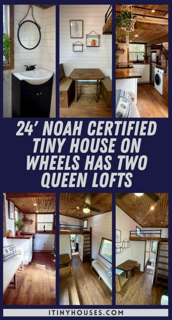 24' NOAH Certified Tiny House on Wheels Has Two Queen Lofts PIN (1)