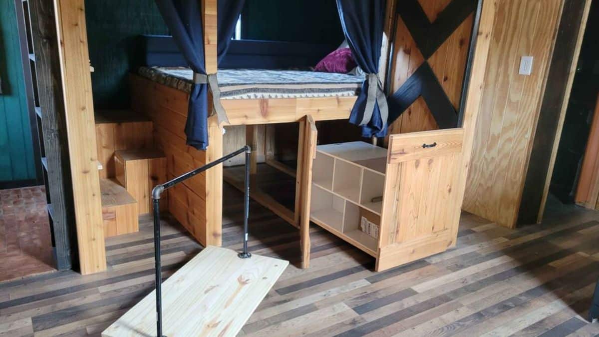 storage underneath the bed of 24-footed cabin